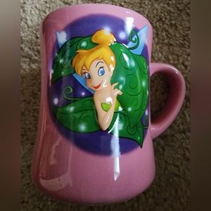 Disney Store Exclusive Mug Pink Tinkerbell 3D, 18oz Leaves Front & Back